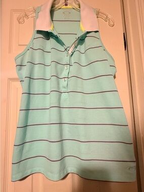 Women’s Oakley Racer Back Golf Polo Sleeveless Shirt Mint Green Purple Large XL